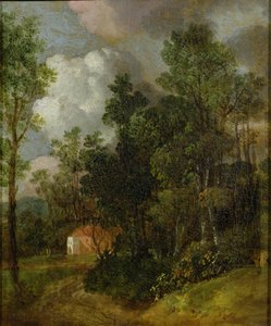 Boslandschap met Landhuis en Twee Figuren, ca. 1752 door Thomas Gainsborough