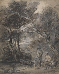 Boslandschap met figuren