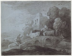Boslandschap met Herder die Vee Drijft