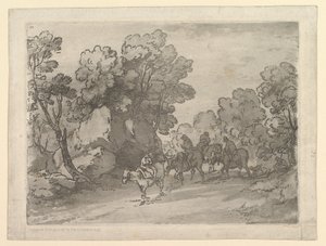Bosrijk landschap met ruiters, 1 augustus 1797 door Thomas Gainsborough