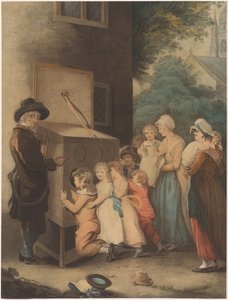 Kinderen rond een kijkkast