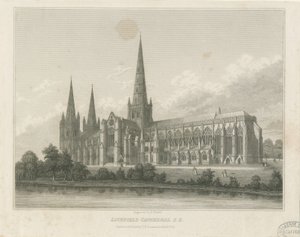 Lichfield Cathedral - Zuidoostaanzicht: gravure door Thomas George Lomax