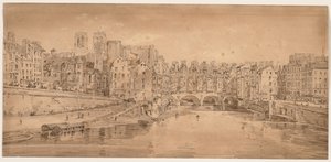 Een selectie van twintig van de meest pittoreske uitzichten in Parijs: Uitzicht op Pont St. Michel, genomen vanaf Pont Neuf