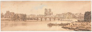 Een Selectie van Twintig van de Meest Pittoreske Uitzichten in Parijs: Uitzicht op Pont de la Tournelle en Notre Dame vanaf het Arsenaal