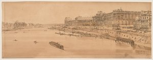 Een Selectie van Twintig van de Meest Schilderachtige Uitzichten in Parijs: Uitzicht op het Louvre en de Brug van de Tuilleries vanaf Pont Neuf door Thomas Girtin