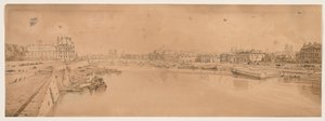 Een selectie van twintig van de meest pittoreske uitzichten in Parijs: Uitzicht op de Tuilleries en brug genomen vanaf Pont de la Concorde door Thomas Girtin