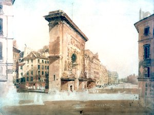 La Porte St Denis, Parijs door Thomas Girtin
