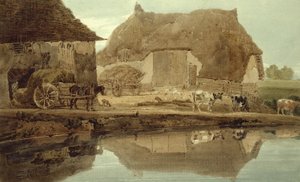 De boerderij van Phineas Borret bij Saffron Walden door Thomas Girtin