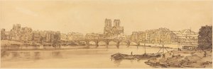 Uitzicht op Pont de la Tournelle en Notre Dame vanaf het Arsnel: pl.11 door Thomas Girtin