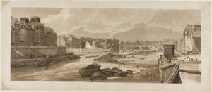 Uitzicht op de stad met het Louvre, enz., genomen vanaf Pont Marie, uit Een selectie van twintig van de meest pittoreske uitzichten in Parijs