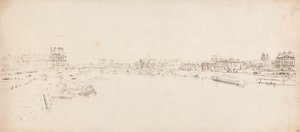Uitzicht op de Tuilerieën en Brug genomen vanaf de Pont de la Concorde door Thomas Girtin