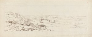 Uitzicht op de Waterwerken bij Marly, en St. Germain-en-Laye in de Verte door Thomas Girtin