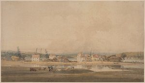 Dorp aan een riviermonding in Devon door Thomas Girtin
