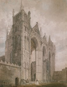 Westgevel van de kathedraal van Peterborough door Thomas Girtin
