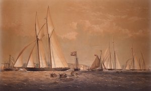 De Cambria wint de Anglo-Amerikaanse jachtrace, 1868 door Thomas Goldsworth Dutton