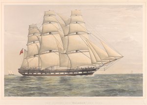 Het Clipper schip Malabar 1350 Ton door Thomas Goldsworth Dutton