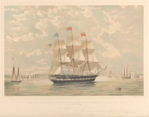 Het New York en Londen pakket schip Victoria (binnenkomst in de haven van New York), c.1839-44 door Thomas Goldsworth Dutton