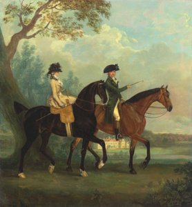 Marcia Pitt en haar broer George Pitt, later tweede Baron Rivers, rijdend in het park bij Stratfield Saye House, Hampshire door Thomas Gooch