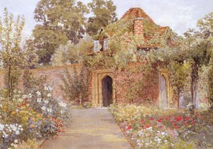 Een Ommuurde Tuin met Oud Tuinhuis door Thomas H. Hunn