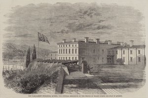 De parlementsgebouwen, Quebec, de officiële residentie van de Prins van Wales tijdens zijn verblijf in Quebec door Thomas Harrington Wilson