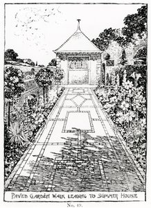 Bestraat Tuinpad dat leidt naar het Tuinhuis, uit Thomas Mawson