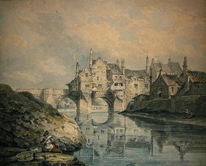 Elvet Bridge, Durham door Thomas Hearne