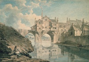 Elvet Bridge, Durham door Thomas Hearne