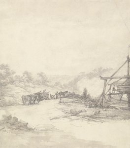 Lossen van mijnstutten in Coalbrookdale door Thomas Hearne