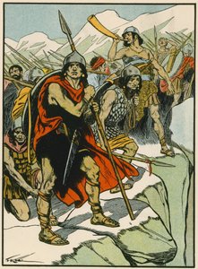 Hannibals soldaten (kleurenlitho) door Thomas Heath Robinson