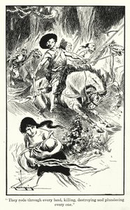 Hunnen (litho) door Thomas Heath Robinson