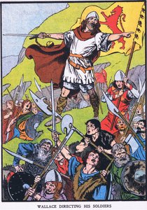 Wallace leidt zijn soldaten (kleurenlitho) door Thomas Heath Robinson