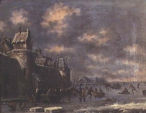 Winterlandschap met figuren