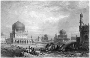 Tombes van de koningen van Golconda, Andhra Pradesh, India, 1844 door Thomas Higham