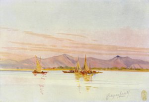 Bij Kanton, Vissersboten op de Parelrivier door Thomas Hodgson Liddell