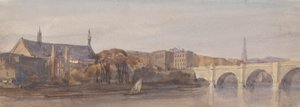 Uitzicht op Westminster Hall en Bridge vanaf Lambeth door Thomas Hollis