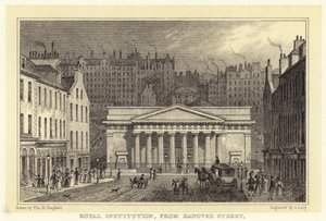Royal Institution, vanaf Hanover Street door Thomas Hosmer (after) Shepherd