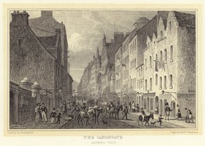 The Canongate, kijkend naar het westen door Thomas Hosmer (after) Shepherd