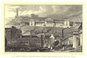 De High School, Calton Hill, vanaf de Canon-Gate Church Yard