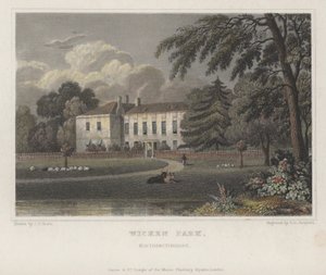 Wicken Park, Northamptonshire (gekleurde gravure) door Thomas Hosmer (after) Shepherd