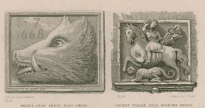 Zwijnskop en oude tablet door Thomas Hosmer Shepherd