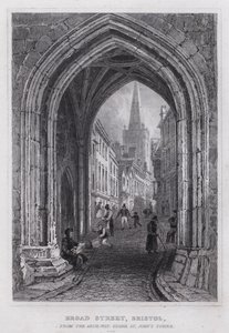 Broad Street, Bristol, vanaf de boog onder St John
