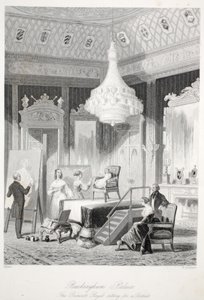 Buckingham Palace - De Prinses Royal poseert voor een portret, uit London Interiors met hun Kostuums en Ceremonies, uitgegeven door Joseph Mead, Londen door Thomas Hosmer Shepherd