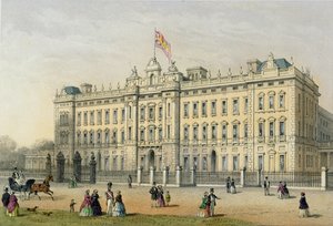 Buckingham Palace, gegraveerd door Bachelier, pub. 1854 door Thomas Hosmer Shepherd