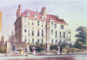 Ingang naar Queen Square vanuit het Park, met uitzicht op het huis van Jeremy Bentham