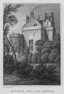 Merchiston Tower, nabij Edinburgh door Thomas Hosmer Shepherd