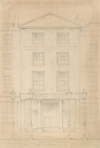 Originele potloodschets van het Adelphi Theatre, Londen, door Thomas H Shepherd