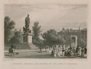 Russell Square en standbeeld van de hertog van Bedford