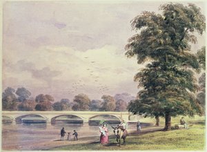 De Brug tussen Kensington Gardens en Hyde Park op de Serpentine