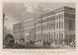 Het douanehuis, vanaf Thames Street door Thomas Hosmer Shepherd