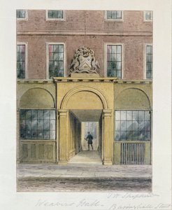 De ingang van Weavers Hall, 1854 door Thomas Hosmer Shepherd